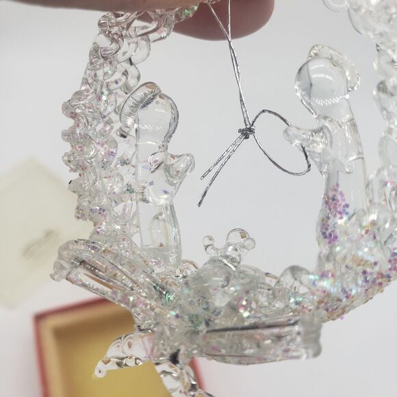 Vintage Silvestri Spun Glass Nativity Scene Mary Joseph & Jesus Ornament in Box - Picture 11 of 12